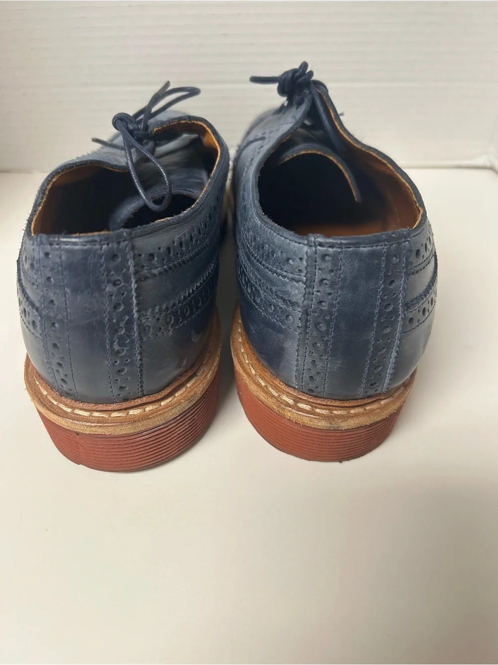 Allen Edmonds Shannon Drive Blue Leather Wingtip Brogue Oxfords - Size 10.5